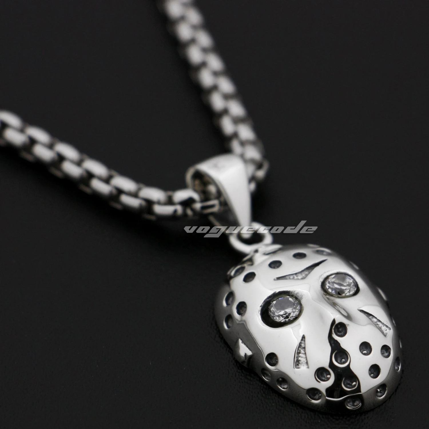 الأبيض تشيكوسلوفاكيا عيون 925 الفضة الاسترليني هالوين JS هوكي قلادة 8C009 #6