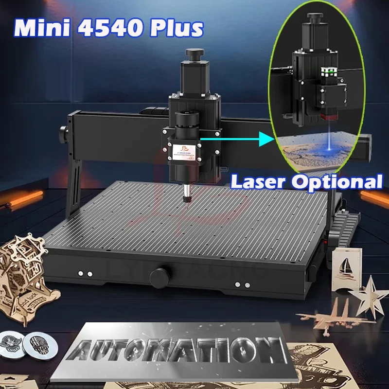 10W 20W 40W Laser CNC Engraving LY 4540 Plus Wood Router Machine Spindle 500W Ball Screw Linear Guide Rail Option Rotary Axis