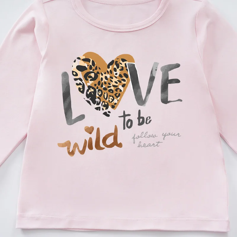 Long Sleeve Spring Autumn Casual Fashion Kid Boy Girl Baby Outfit Pink T-shirt Top New Style Children Outdoor Trendy Cute Lovely