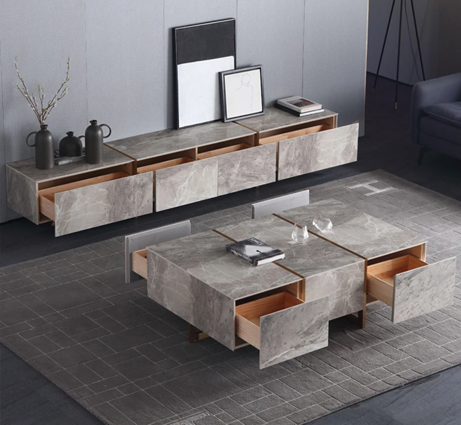 

Italian luxus schiefer marmor TV steht 2020 wohnzimmer möbel moderne TV stehen und kaffee tisch schrank