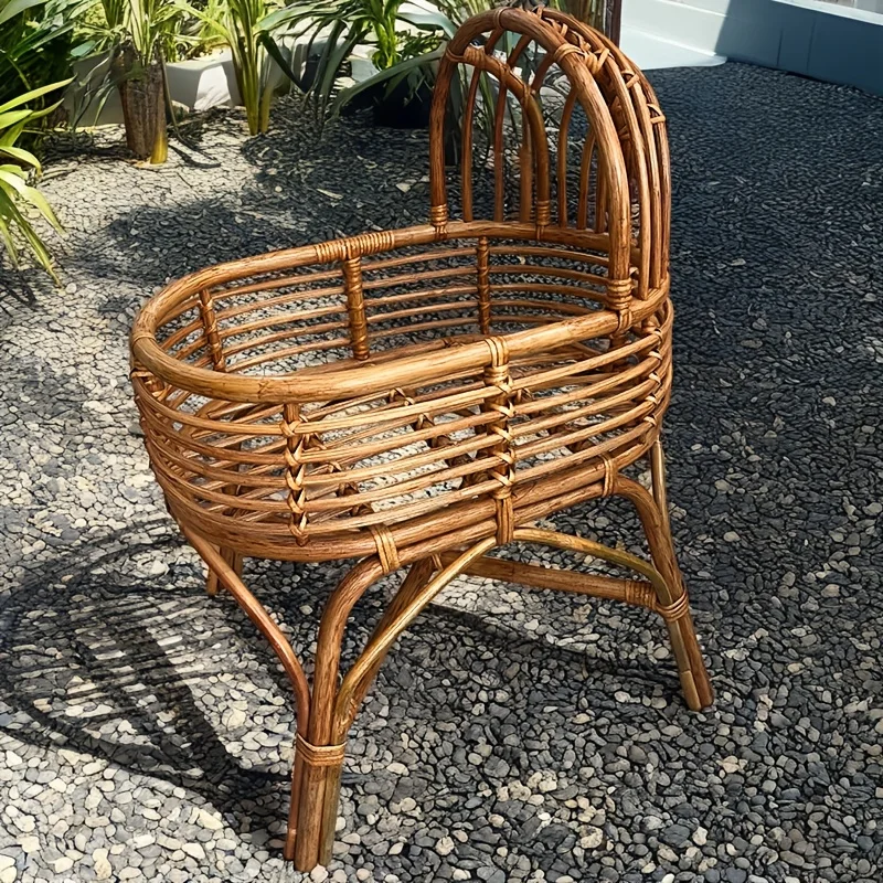 

Large Size Twins Bed Baby Crib Newborn Photography Props Vintage Handmade Rattan Wooden Chair Photos Sofa Accessories