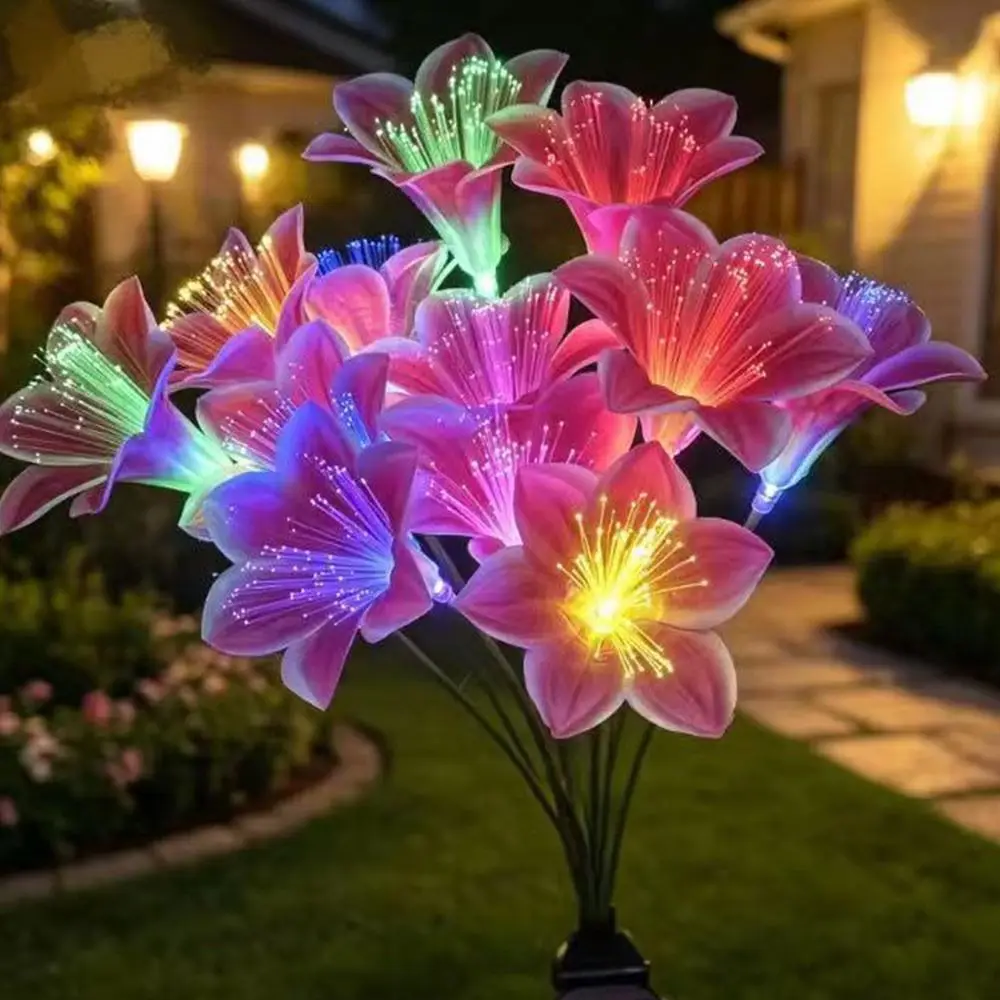 Solar Powered Solar Garden Light LED Simulated Rose Flower Design Lawn Decoration Light Ballet Skirt Shape Landscape Lighting