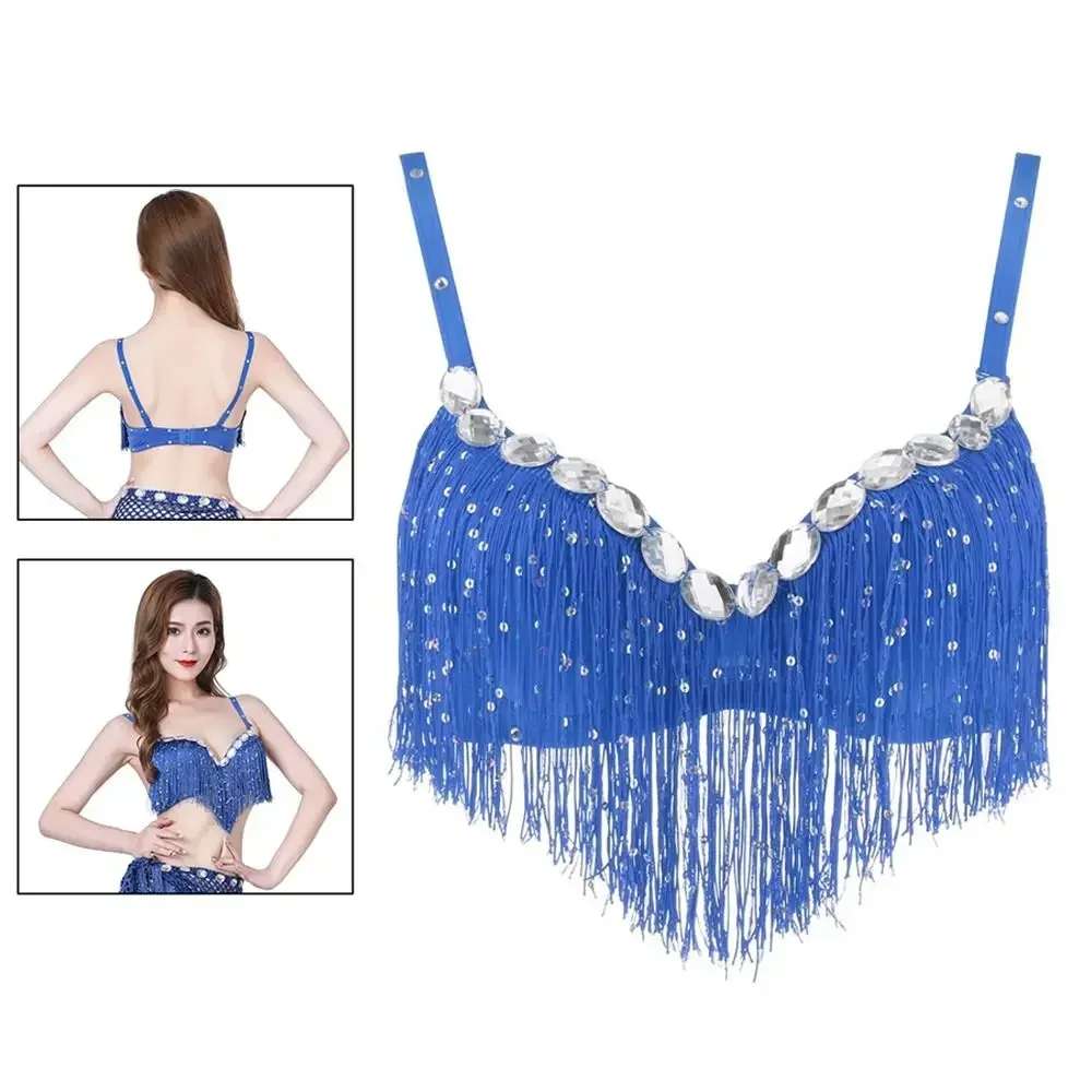 For Thailand/India/Arab Tassel Sequin Nightclub Performance Top Show Costumes Belly Dance Bra Halter Bra