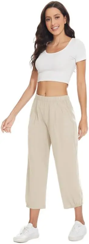 سراويل اليوغا النسائية فضفاضة وناعمة للتمرين، جيوب السراويل غير الرسمية #6