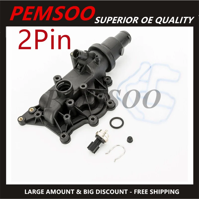 2Pin  Aluminum Thermostat Housing Coolant Water Neck Flange 8200700092 8200700094 for Renault Megane Clio Laguna Scenic Wind