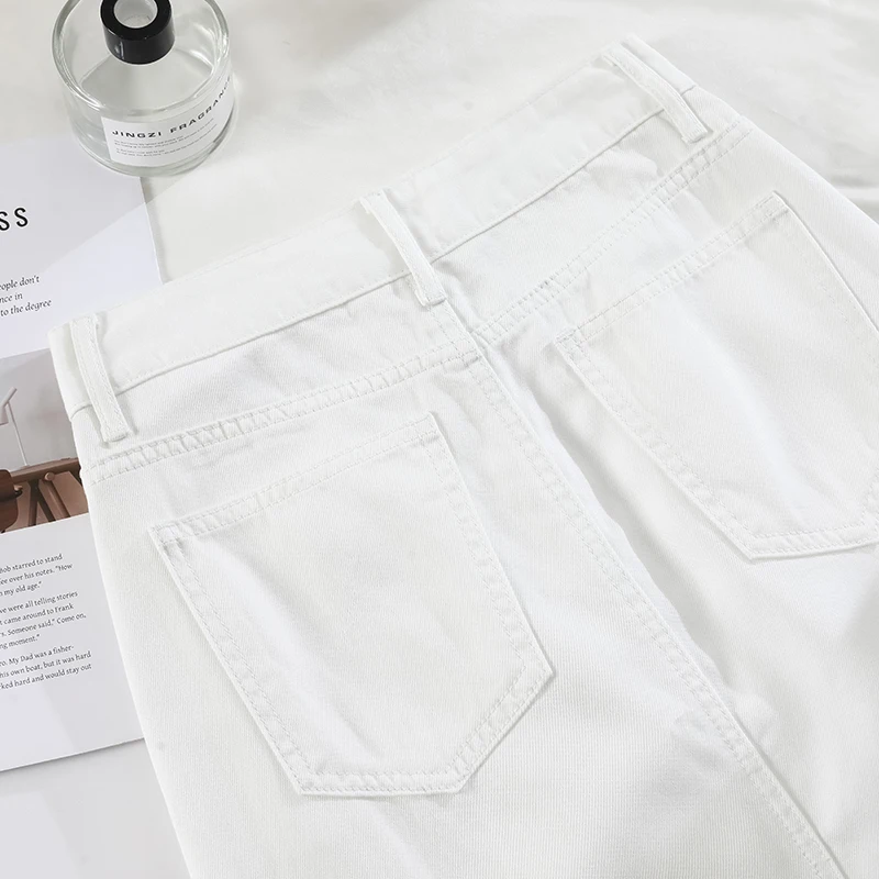 2024 New Summer High-Waist A-Line Denim Skirt for Women, Slimming and Elegant with Three-Proofing White Lycra