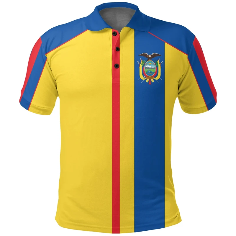 Ecuador Flag Map 3D Printed Polo Shirts For Men Clothes Ecuadorian Boy Short Sleeve Fashion Coat Of Arms POLO Shirt Jersey Tops