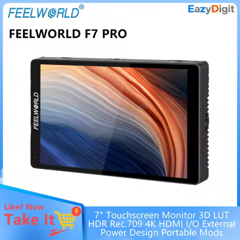 FEELWORLD F7 PRO 7" Touchscreen Monitor 3D LUT HDR Rec.709 4K HDMI I/O External Power Design Portable Mods