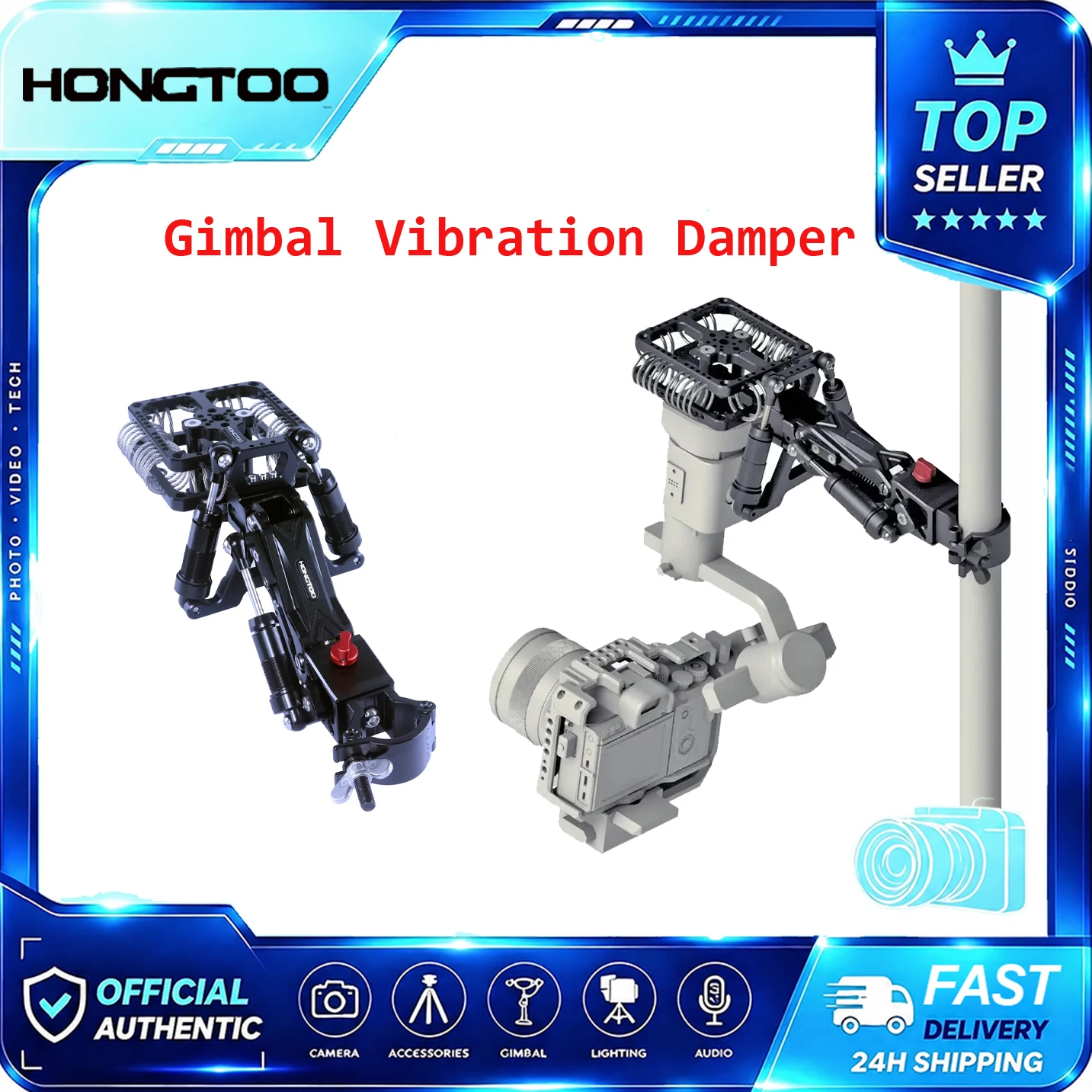 Hongtoo Gimbal Vibration Damper Shock Absorbing Arm 5.5KG Camera Video Stabilizer Single Arm for Car Mount DJI RS RS2 RS3pro