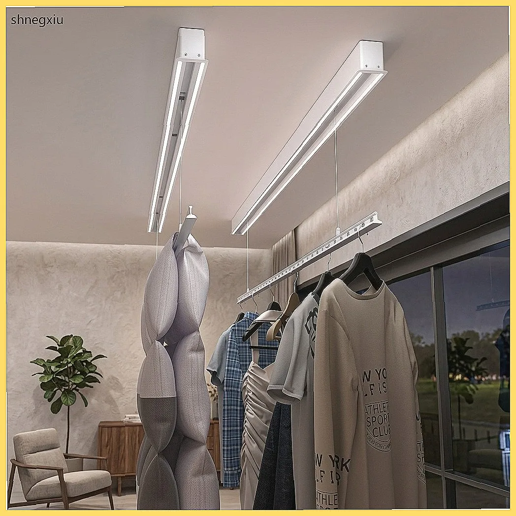 Smart Electric Ceiling Clothes Drying Rack, Auto Lift 35KG Indoor Laundry Rack with LED Light