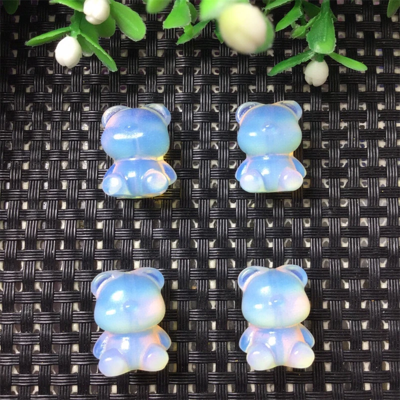 5pcs קריקטורה אופל לבן לבן טבעי אופל דוב גילוף נשים בעבודת יד ריפוי קריסטל גילוף חברה מתנה 20 מ