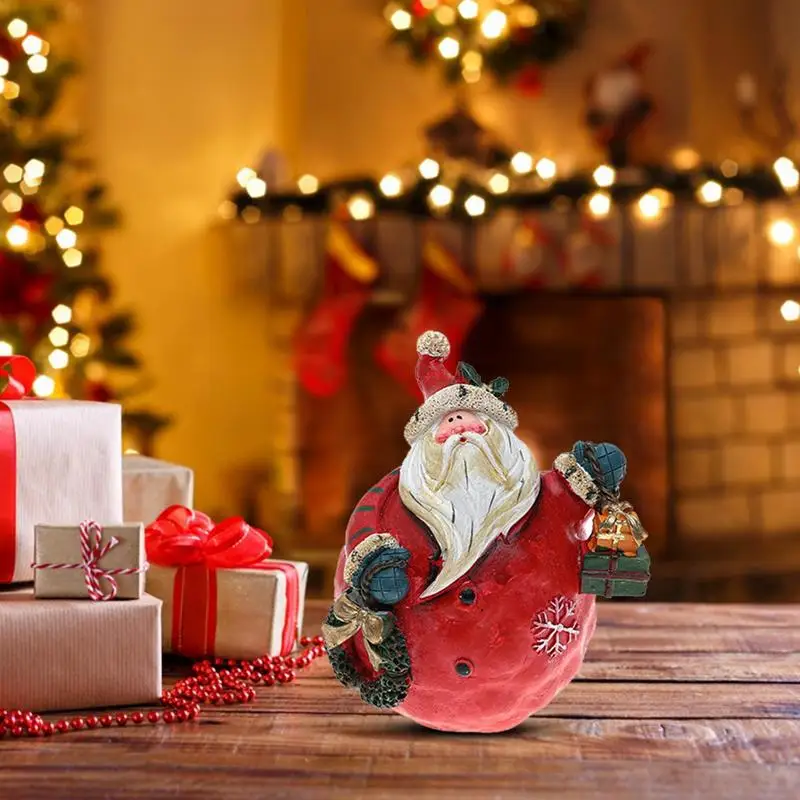 Resin Santa Claus Tabletop Christmas Gnome Ornament Gnome Figurine Decoration With Bright Color For Shopping Malls Bedrooms Stud