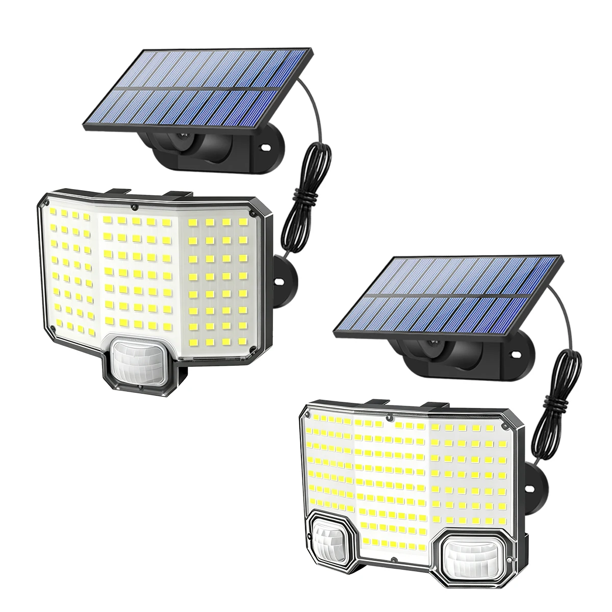 1200mAh Split Solar Light Outdoor IP65 Waterproof PIR Motion Sensor 2 Pack Easy Wall Mounted Flood Lamp for Porch Garage Barn