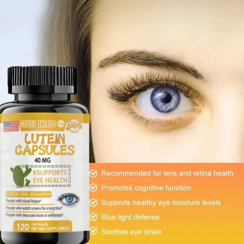 Human Ecology Natural Treasure Lutein 40mg Eye Supplement with Vitamins for Enhanced Visual Clarity