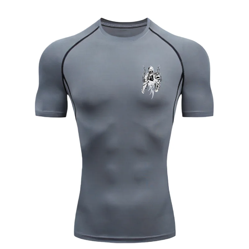 Knights Armor Design 2026 Men's Sports T-shirt Training Fitness Compression Rashgard Tops Quick Dry Short T-ShirtSleeve