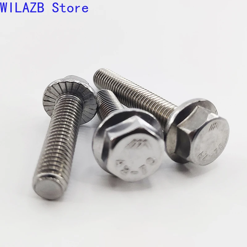 1/10Pcs M5 M6 M8 M10 M12 304 Stainless Steel GB5787 Hexagon Head Cap Screw with Serrated Flange External Hex Washer Head Bolt