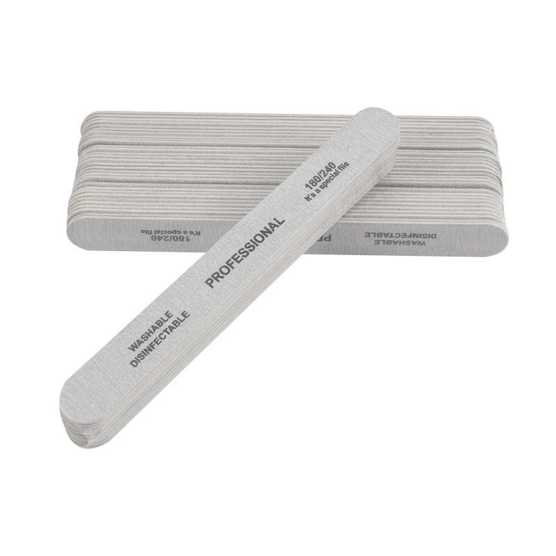 50PCS Gray Wooden Nail Art Sanding Buffer Nail Files 180/240 Girt Sandpaper UV Gel Polisher Manicure Pedicure Nail Tools Salon