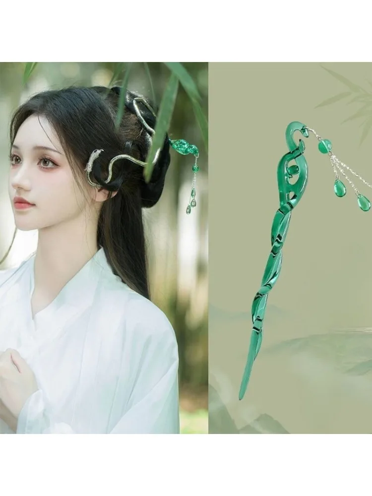 Épingle à cheveux serpent blanc, nouveau style chinois, petite épingle à cheveux blanche du même style, épingle à cheveux en acrylique de qualité supérieure, accessoires pour cheveux