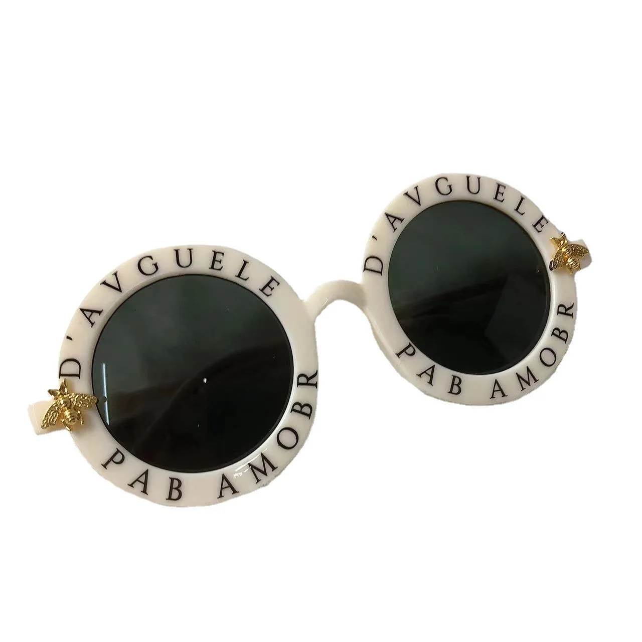 Nuovi bambini occhiali da sole Vintage ragazza decorativa ape lettera occhiali da sole ragazzi Outdoor parasole occhiali rotondi Oculos De Sol UV400