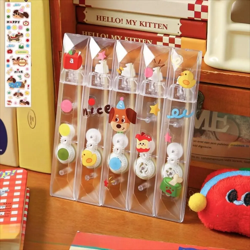 

5pcs/Set New Transparent Correction Tape Smooth Silent Coating Tape Large Capacity Cartoon Correction Band School Supplies