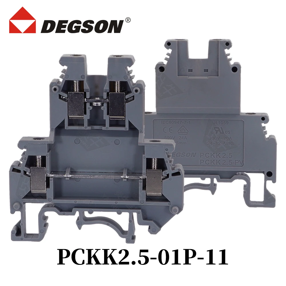 10Pcs PCKK2.5-01P-11-00ZH/AH DEGSON DOUBLE LEVEL 2 LAYER  SCREW FEED-THROUGH PLUG ELECTRICAL CONNDUCTOR DIN RAIL TERMINAL BLOCK