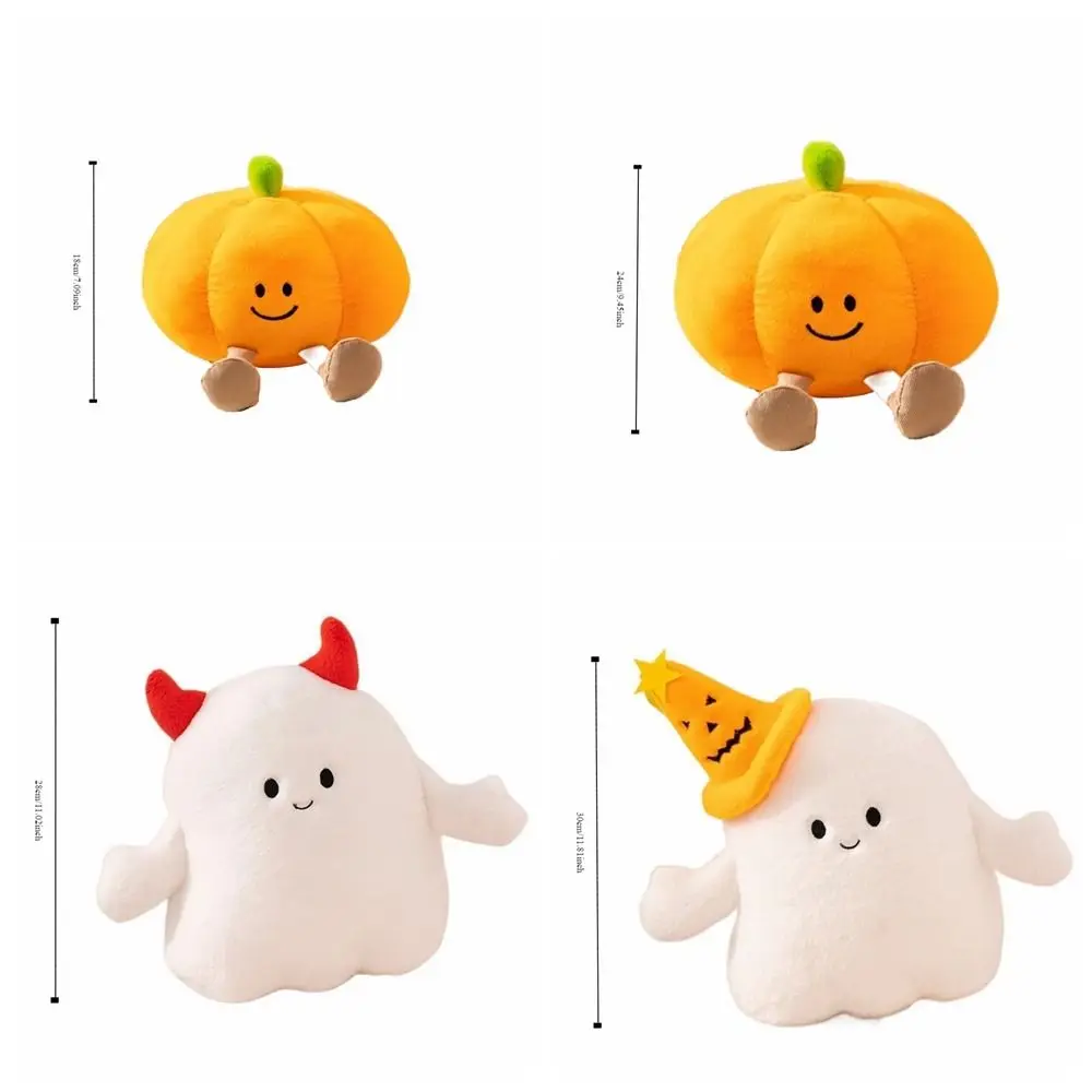 Kawaii Ghost Pumpkin Plush Toy, Pelúcia Divertida, Boneca De Pelúcia, Soft Festival Decor, Feriados Props Gift