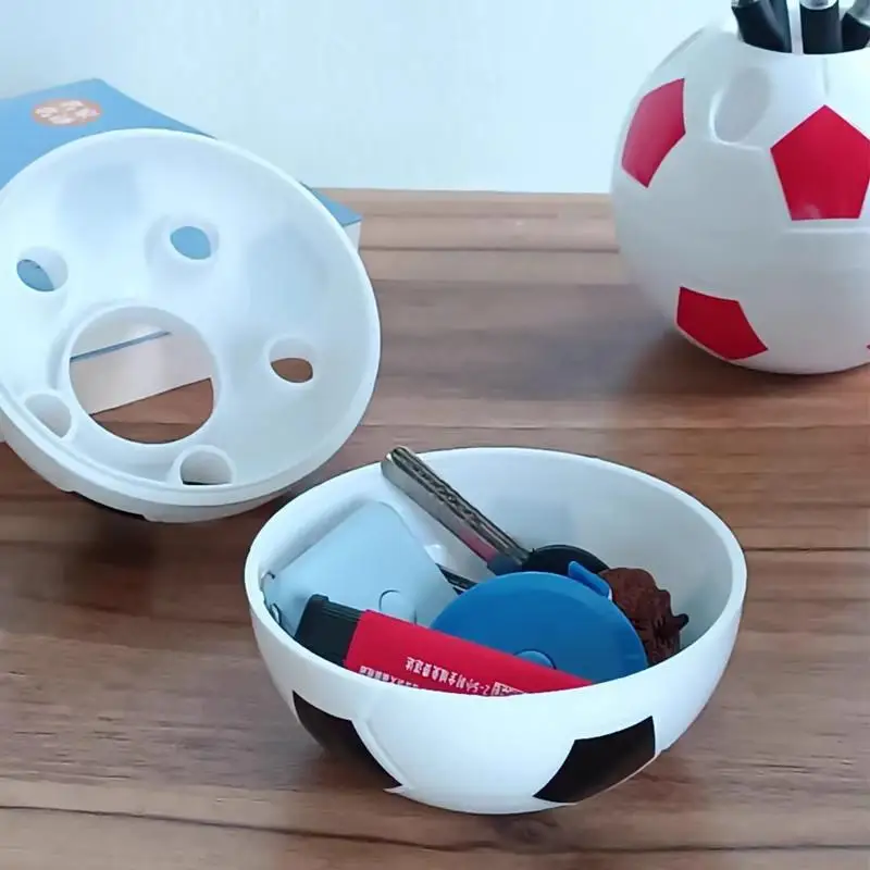 Student Pen Holder Creative Round Football Shaped Multifunctional Plastic Storage Box Football Shape Desktop Decoration