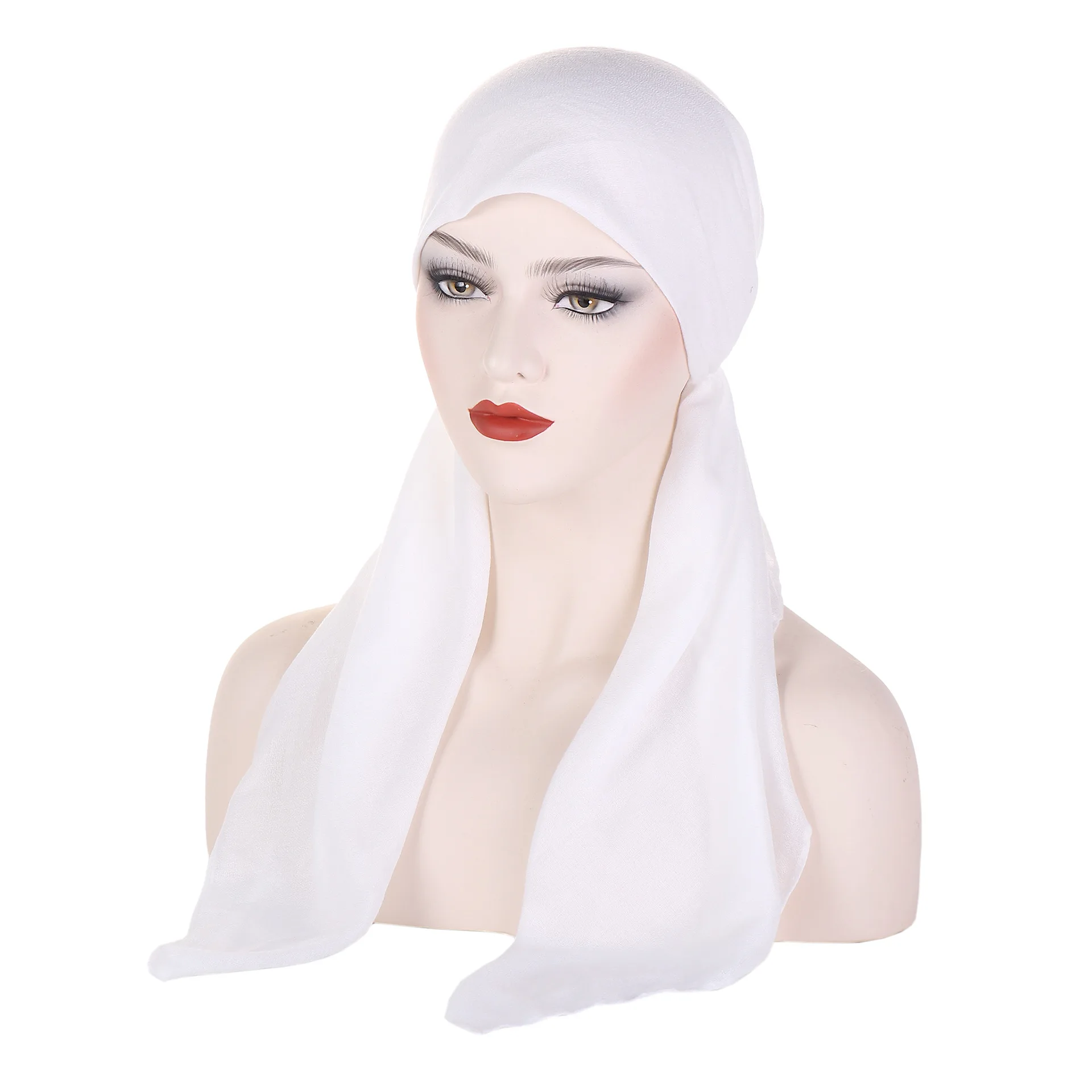 Cappello con foulard in cotone e lino Un versatile cappello a coda lunga a forma di arco per l'uso quotidiano da donna durante le quattro stagioni