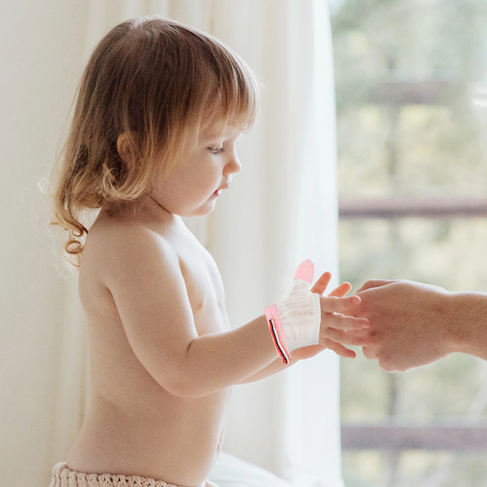 2-paar anti-eethandschoenen Babyhandbijten Preventie Duimbeschermer voor baby's Peuterbeschermer voor het zuigen van nylon stop