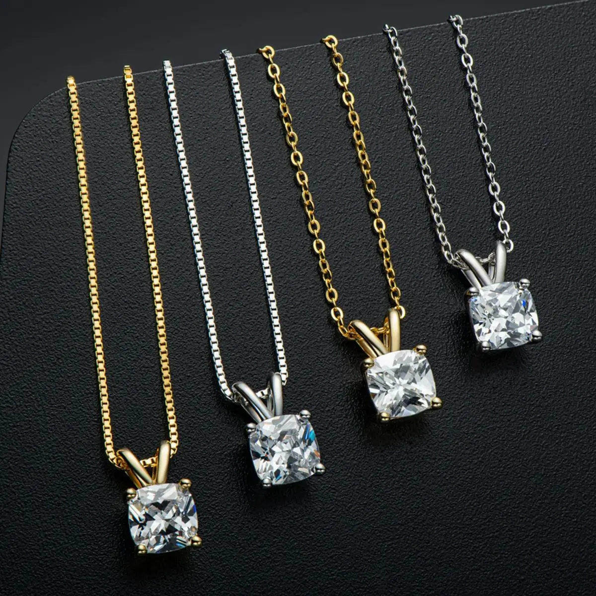 

RAPRGOLD ожерелья с подвеской в виде квадратного сердца из циркона для женщин, настоящие цепочки из стерлингового серебра S925, свадебные ювелирные изделия, подарок