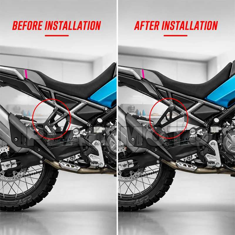 450MT Motorcycle Exhaust Hanger Bracket Accessories Muffler Support For MT450 IBEX 450 MT 2024 2025 Rear Footrest Blanking Plate