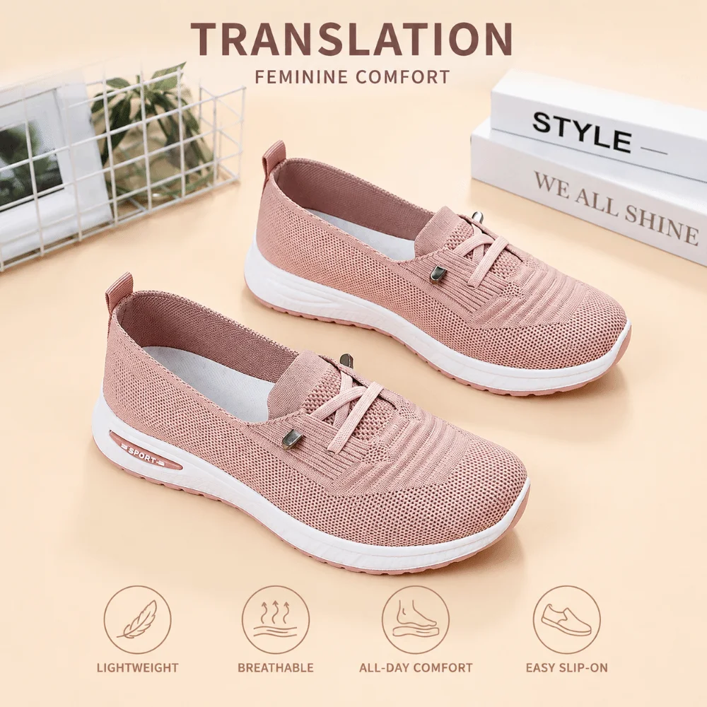 Breathable Women's Walking Shoes Lightweight Comfort Casual Sneakers Non-slip Mesh Holes Slip on Sneakers Travel Outdoor Home