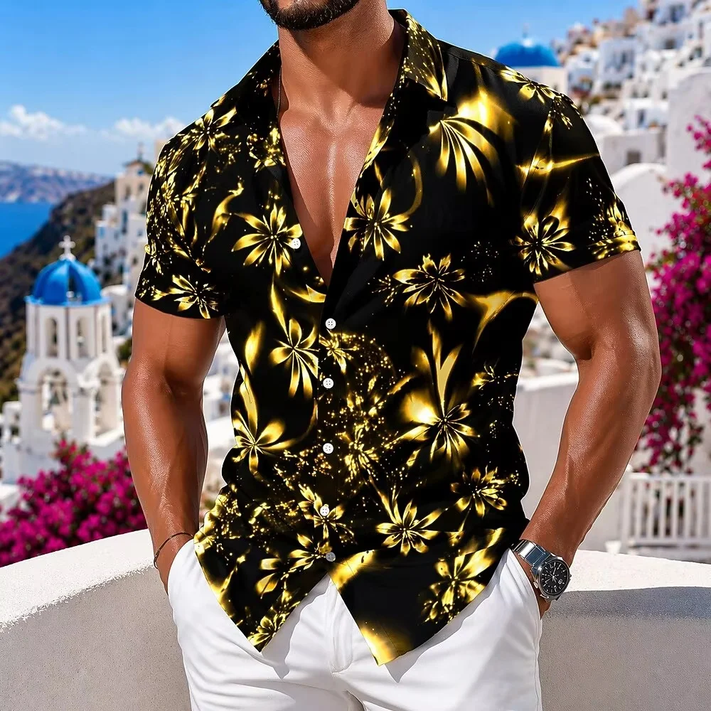 

2026 New Men's Summer Floral Print Shirt Hawaiian-Style Casual Fashion Short-Sleeve Top Beach Vacation Loose-Fit Shirt