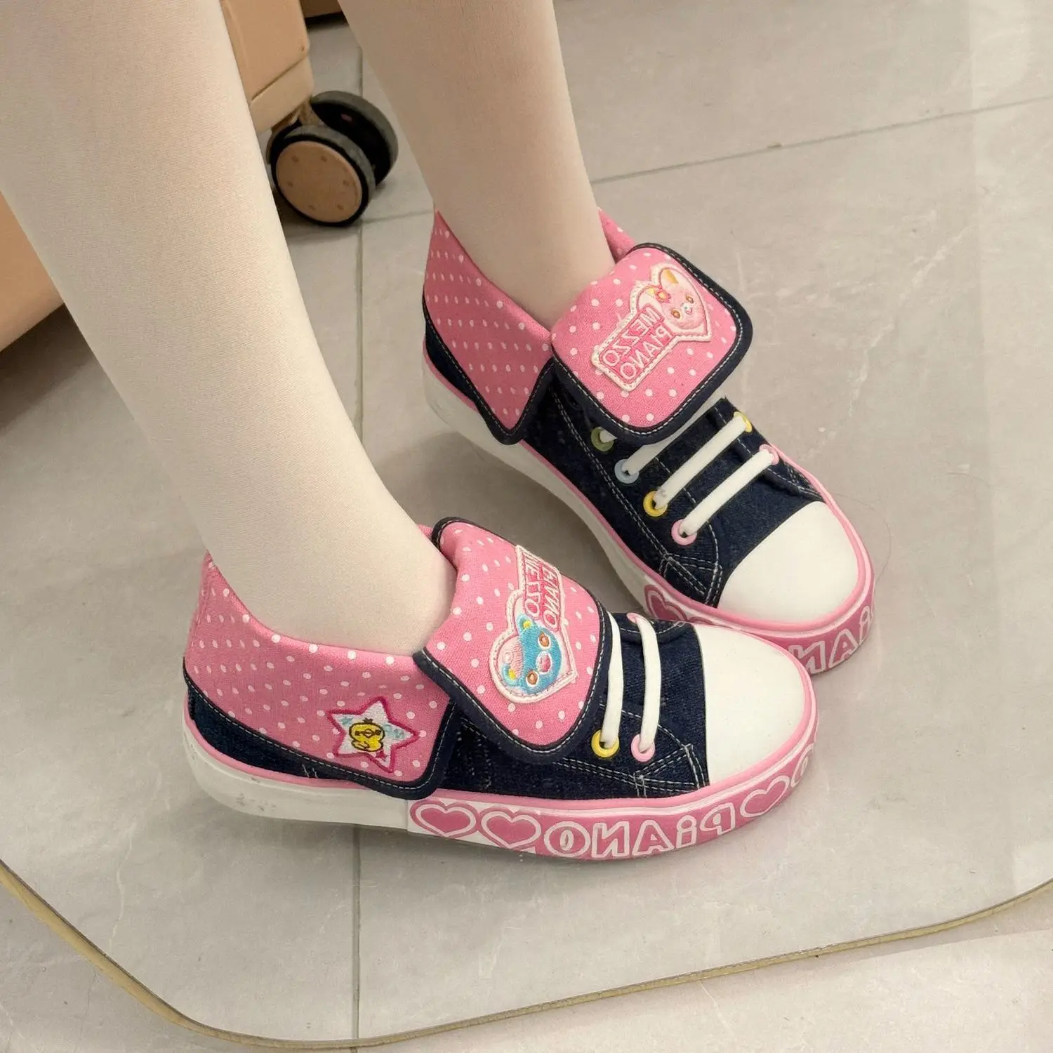 Lente Nieuwe Alle Match Zoete Meisje Jojifuku Denim Schoenen Y2k Accessoires Japanse Cartoon Mp Borduren Leuke Roze Canvas Schoenen