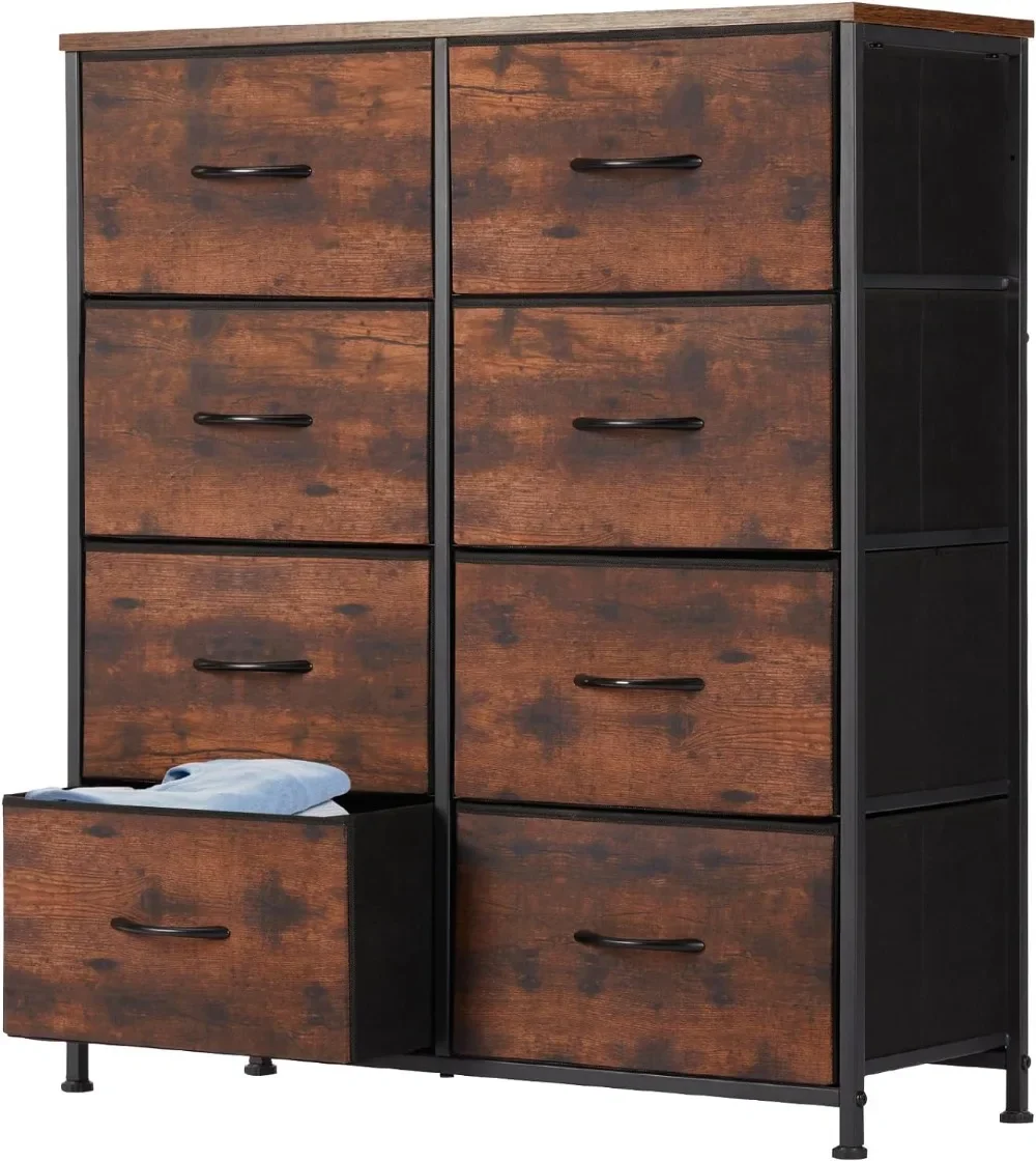 

Dresser for Bedroom, Tall Storage Drawers, Fabric Storage Tower with 8 , Chest of with Fabric Bins, Sturdy Metal