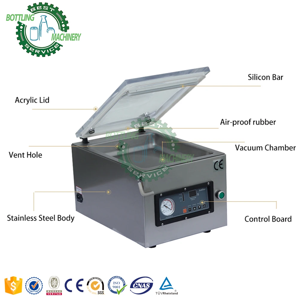 Small cereal sausage chicken Seafood pickled products vacuuming sealing cooling aluminum foil plastic bag vacuum packing machine