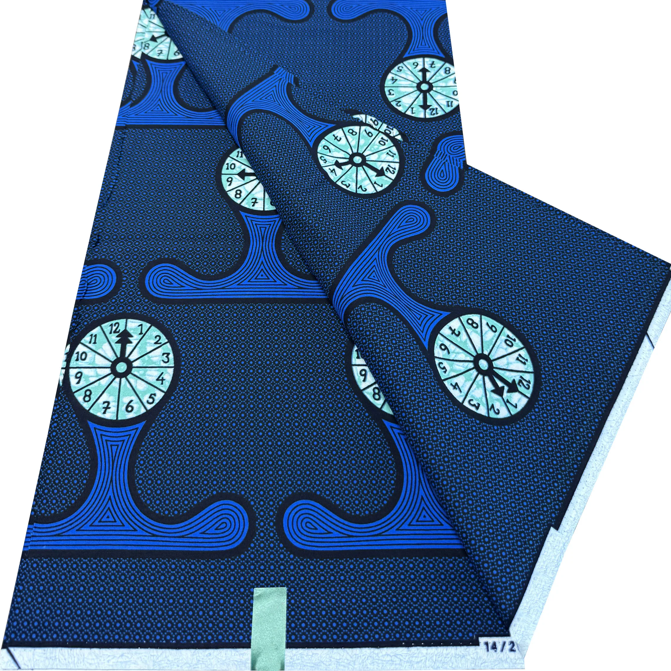 2026 New Holland Style African Wax Print Fabric Clock Pattern 100% Cotton Ankara Pagne 6 Yards For Women Dress Sewing Cloth