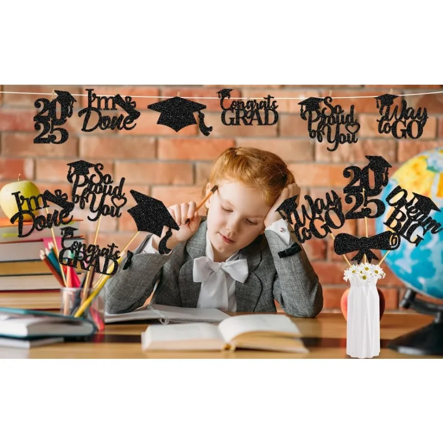 24 قطعة من قطع مركزية التخرج للطاولات 2024 أعواد مركزية للتخرج فئة 2024 أعواد مركزية لعلامة التخرج