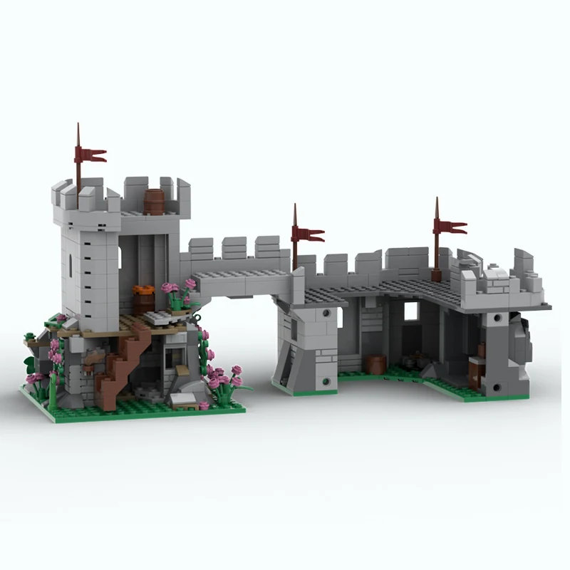 스팟 MOC-42274 중세 성 작은 입자 조립 빌딩 블록 방어 타워 모델 장난감 컬렉션 장식품