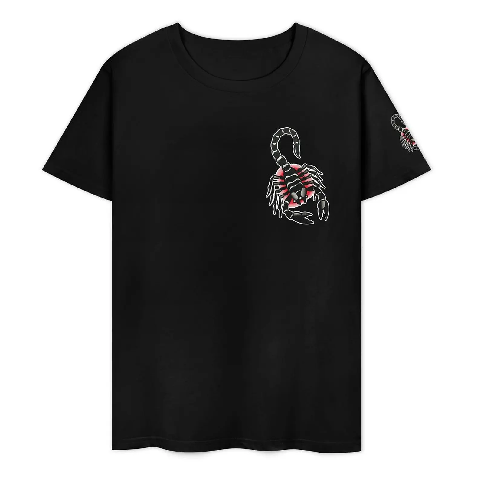 Traditional Scorpion Tattoo Design Classic For Y Round Neck T-shirt Campaign Tshirt Creative Geek Fitness USA Size