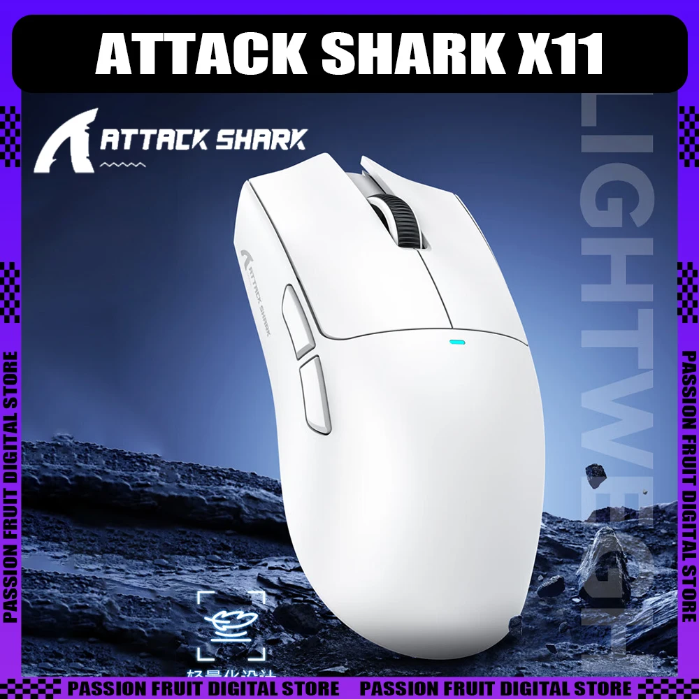 

Беспроводная мышь Attack Shark X11 Paw3311, 22000 точек на дюйм, режим TrI, зарядное устройство, легкая игровая мышь для киберспорта, RGB, аксессуары для ПК и геймеров