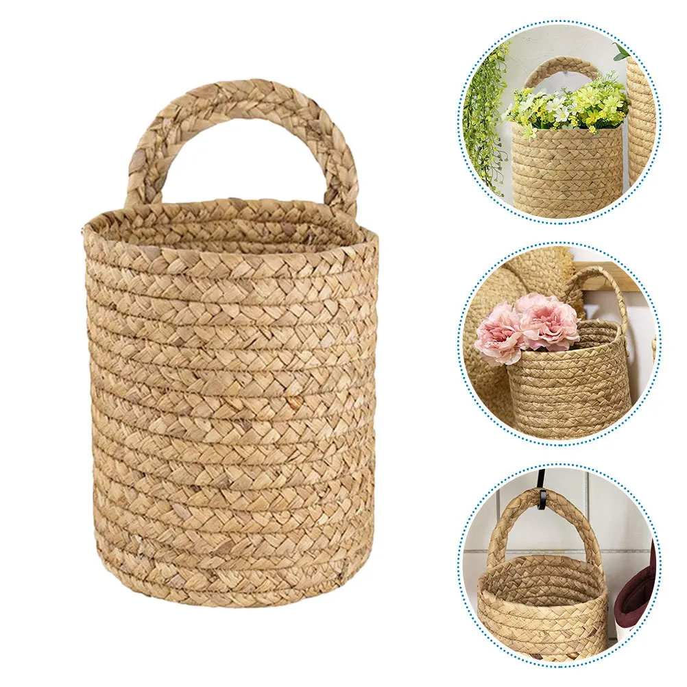 

1Pcs Seagrass Woven Storage Basket Handmade Lightweight Portable Hanging Organizer Home Decorative Plant Flower Storage