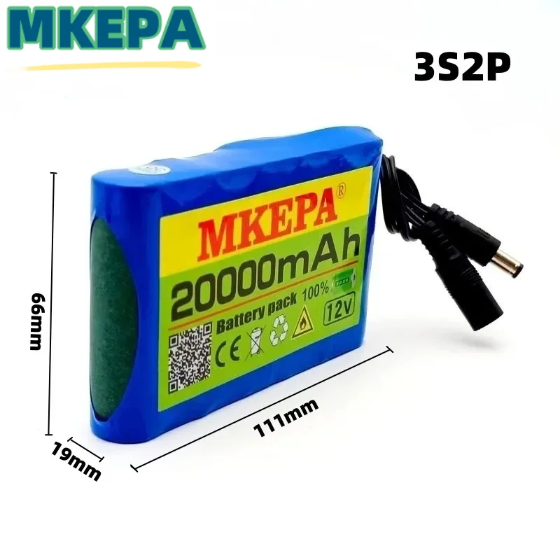 3S2P 12V 20000mAh battery 18650 Li-ion 12.0Ah Rechargeable batteries with BMS Lithium Battery packs Protection Board +Charger