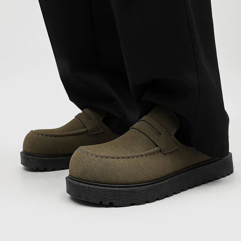 Platform Mules for Men  Half Shoes Designer Slide Sandals Slip On Flat Sneakers Wide Toe Open Back Casual Shoes Loafers Slippers