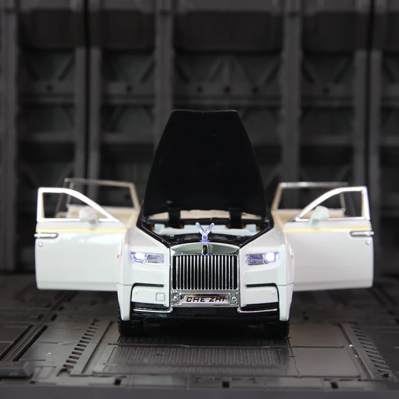 1:24 Rolls Royce Phantom Alloy Sedan Model Car Ornament Collection, puertas y capó del motor, maletero se puede abrir detalles ricos