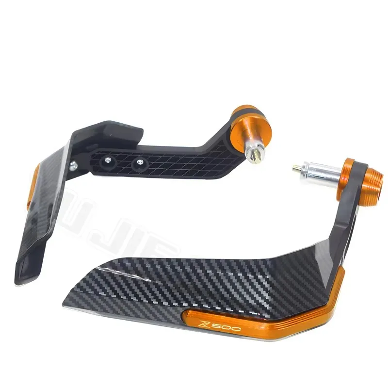 ل Z500 ألياف الكربون دراجة نارية حامي الزجاج الأمامي، اكسسوارات الدراجات النارية، حامي مقبض الفرامل، شعار رائع