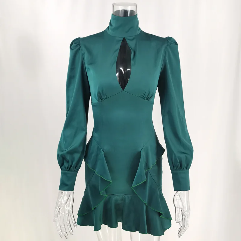 Sexy assimétrico renda guarnição bolha sve cetim dr rua sle cintura alta longo sve ort dr v ne fechamento com zíper