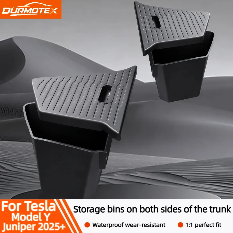 For Tesla Model Y Juniper 2025+ Left Right Trunk Side Storage Box Organizer Tidying Packet Rear Cargo Interior Car Accessories