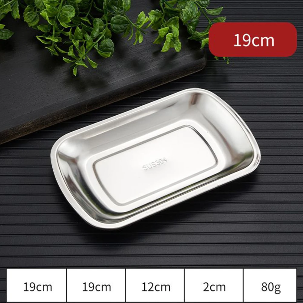 Stainless Steel Rectangle Serving Tray Kitchen BBQ Baking Dish Snack Dessert Storage Tray Rectangular Barbecue Fruit Plate