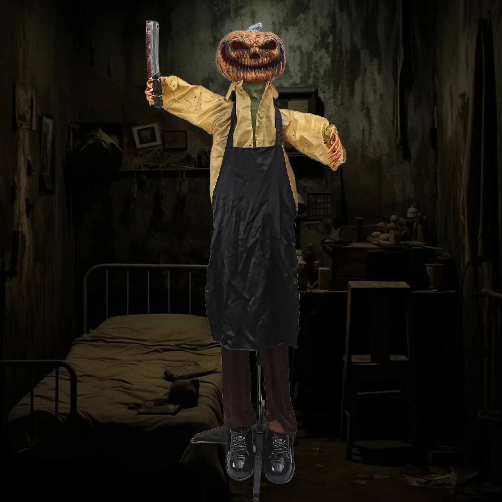 Pumpkin Butcher Ghost, Haunted Room Scene Cloth Clown Props Halloween Horror Props  Ornament
